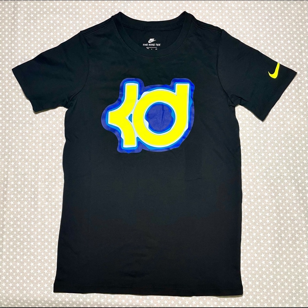 Nike Black Short Sleeve T-shirt with Neon Green/Blue Dri-FIT Kevin Durant Design